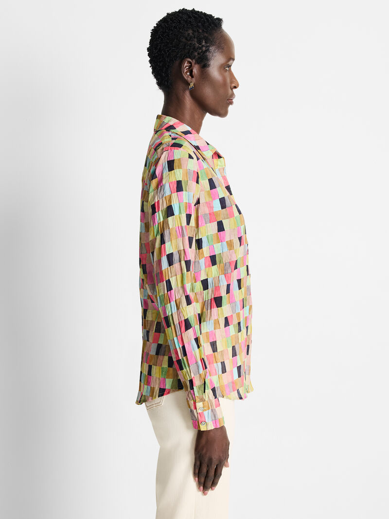 Woman Wears Colorwash Cotton Crinkle Shirt image number 2