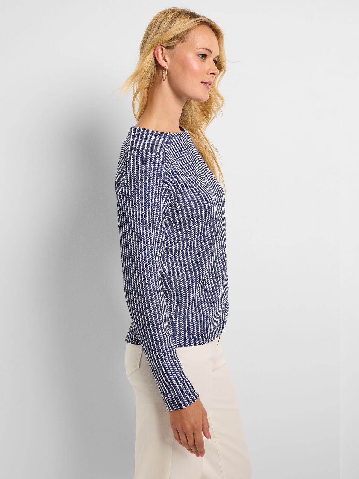 Zig Zag Blues Knit Top