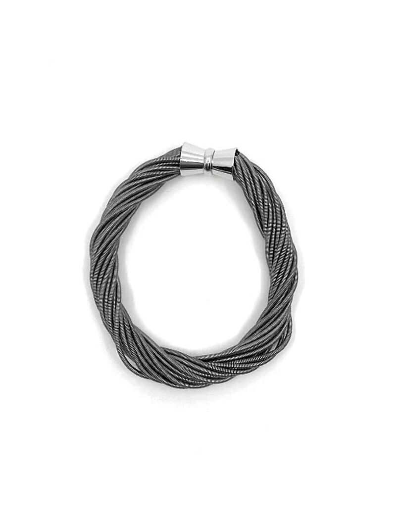 Woman Wears Twist Piano Wire Bracelet image number 0