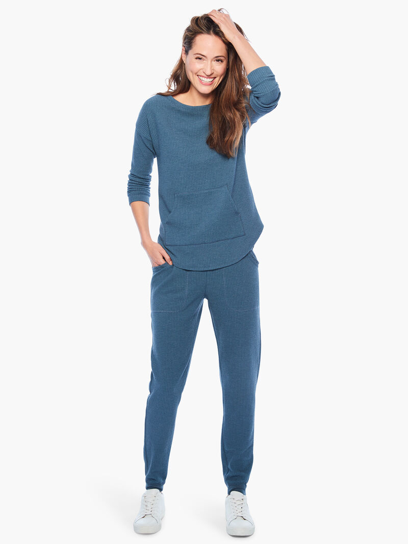 Woman Wears Lilla P - Textured Waffle Long Sleeve Boat Neck image number 3