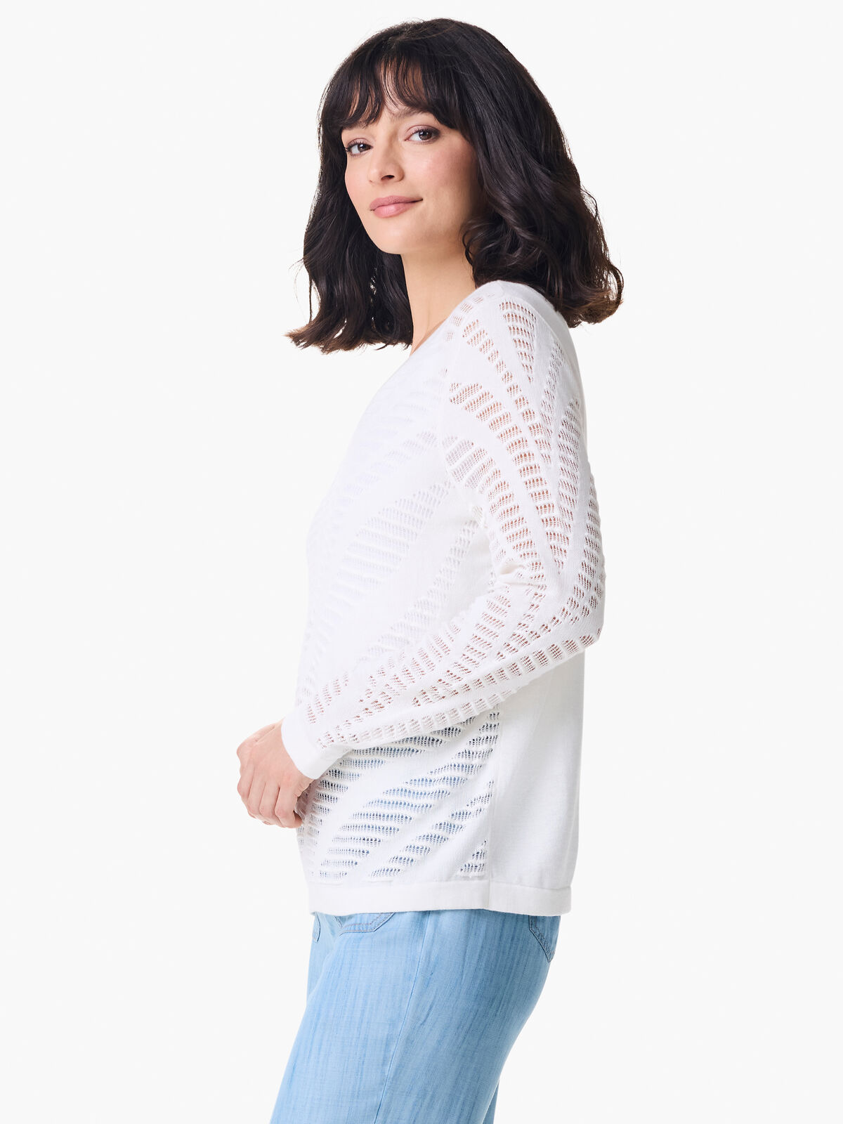Placed Pointelle Sweater