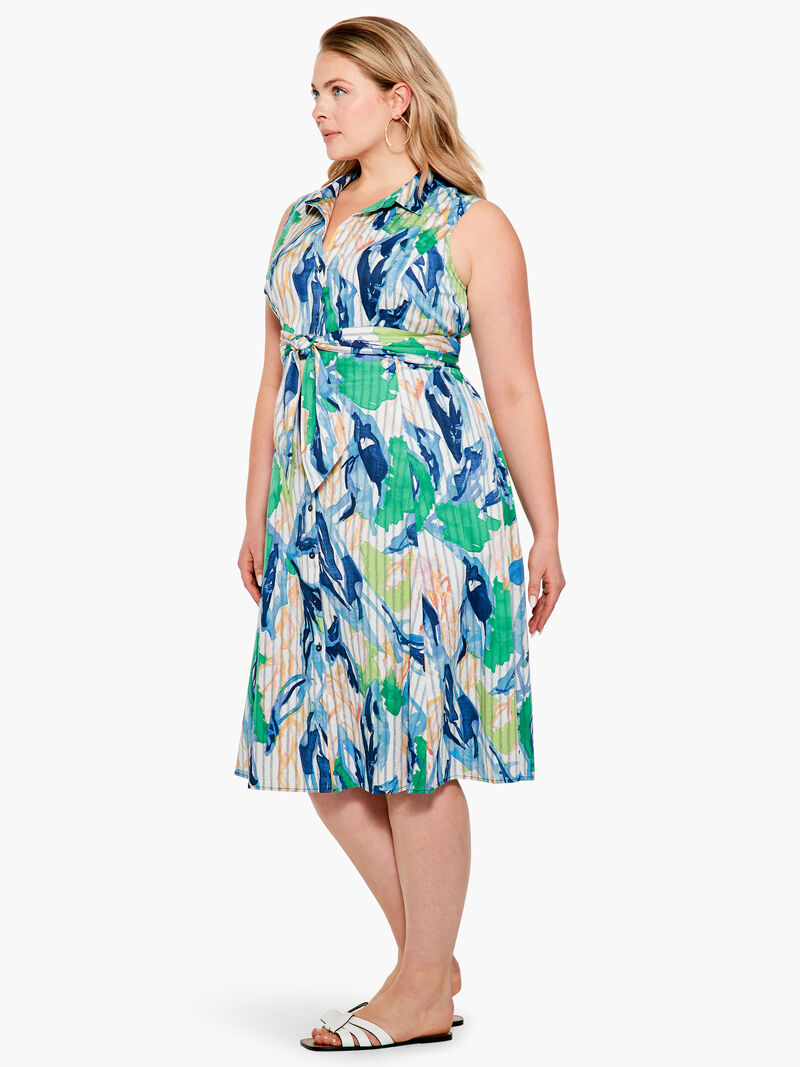 Woman Wears Scribble Vines Shirt Dress image number 1