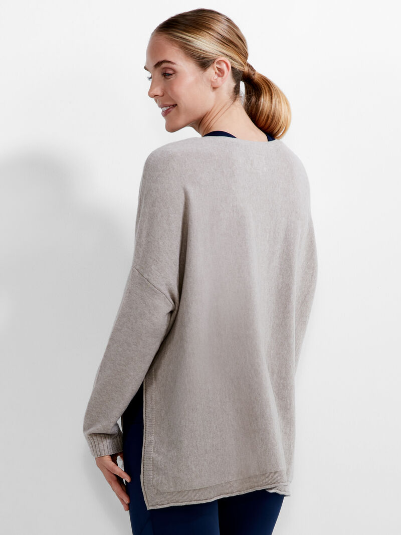 Woman Wears Cool Down Side Slit Sweater image number 3