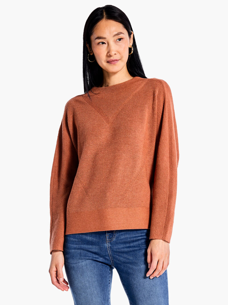 Woman Wears Shaker Knit Mock Sweater image number 0