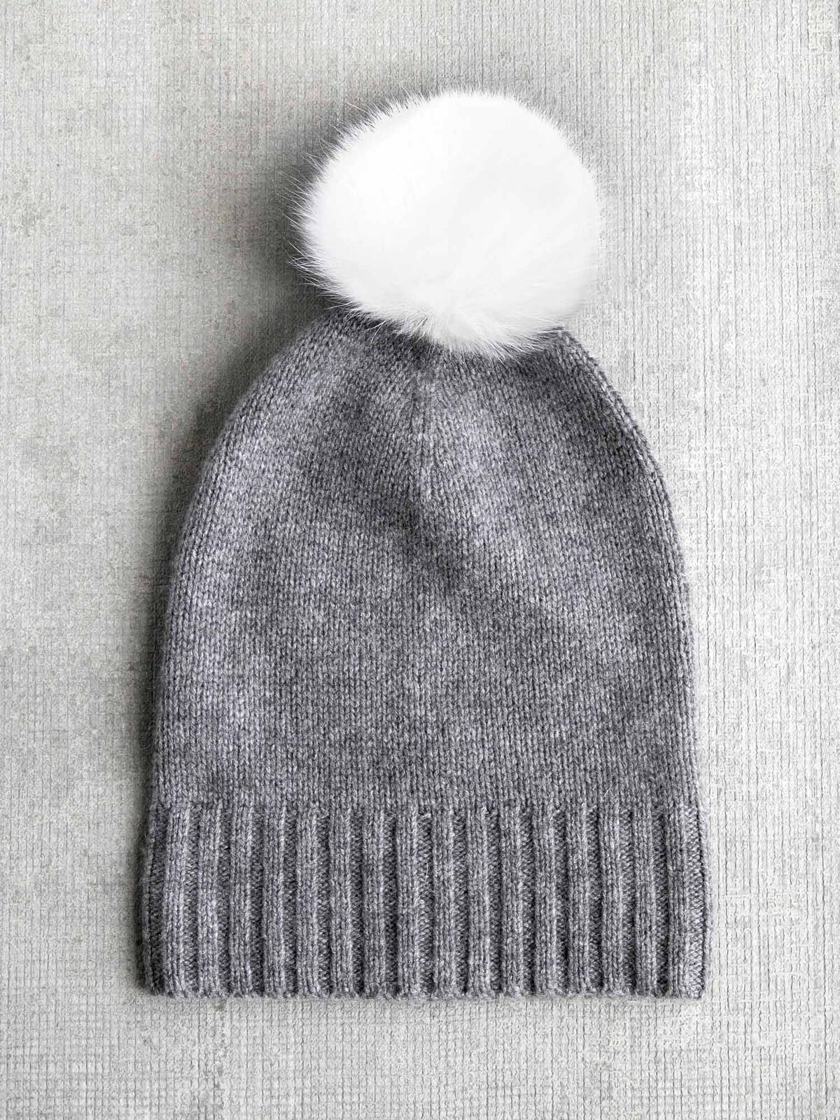 Hat Attack Cashmere Hat w/ Fur Pom