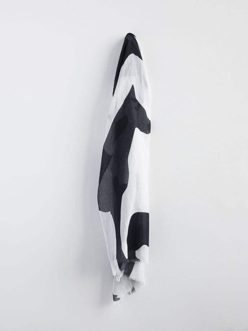 Woman Wears DEBBIE MARTIN DOG SILHOUETTES SCARF image number 1