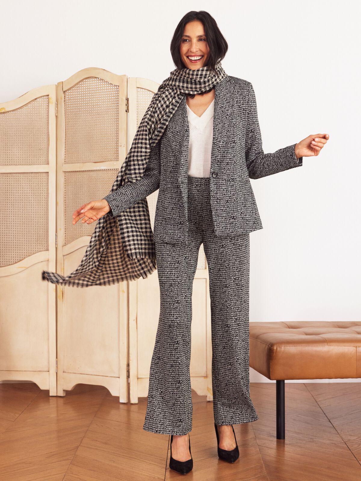 Etched Tweed Knit Blazer