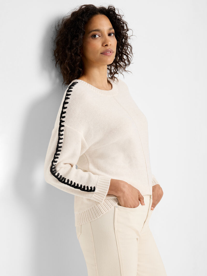 Woman Wears Laced Up Sweater image number 0
