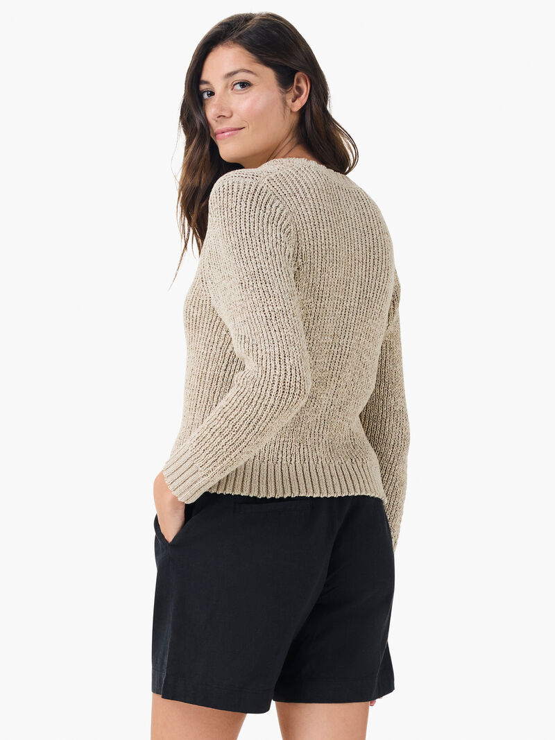 Woman Wears Tape Yarn Button Cardigan image number 2