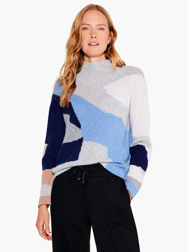 Woman Wears Cascading Blues Cashmere Sweater image number 0
