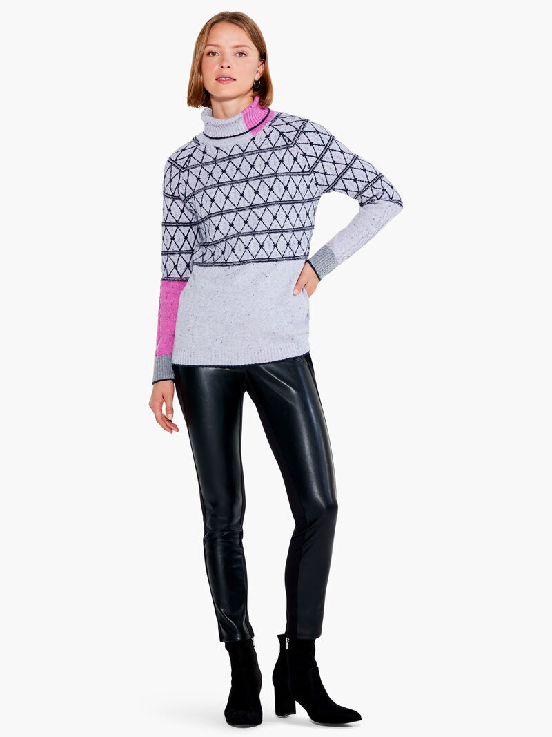 Woman Wears Mosaic Stitched Sweater image number 4