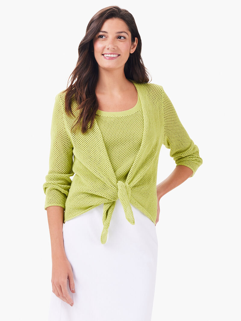 Woman Wears Mesh 4-Way Cardigan image number 2
