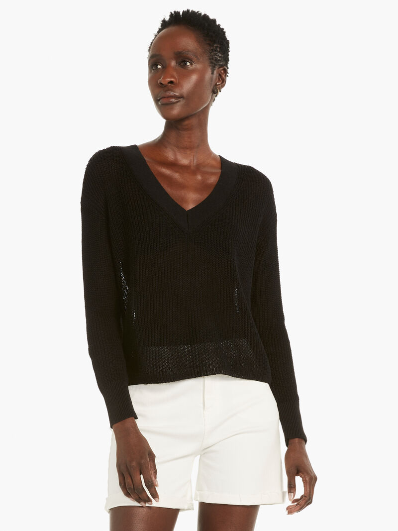 
                    Textural V-Neck Summer Sweater