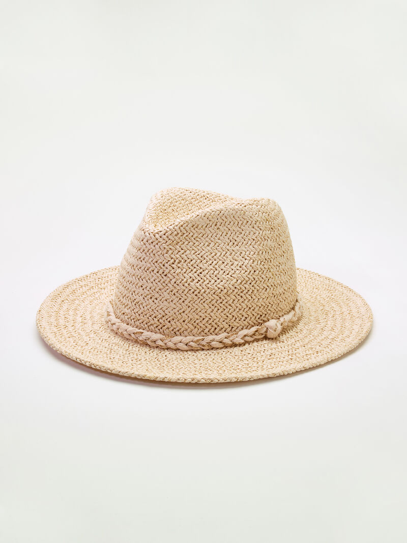 Woman Wears San Diego Hat Company Woven Fedora image number 0