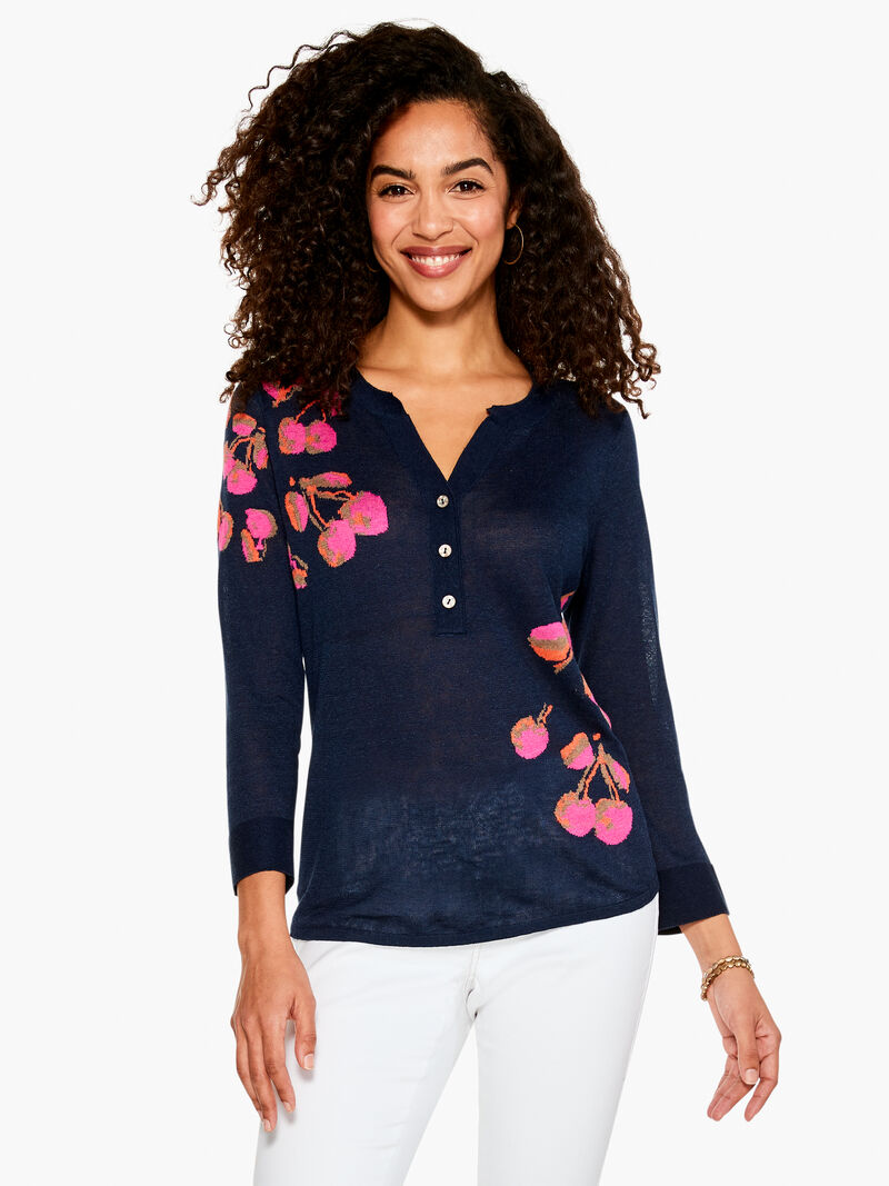 Woman Wears Cherry Twist Sweater image number 0