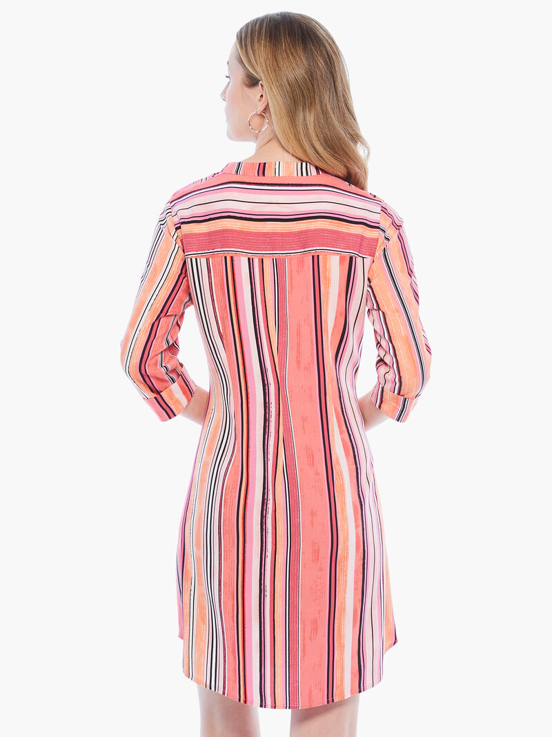 Woman Wears Sunset Stripe Shirt Dress image number 2
