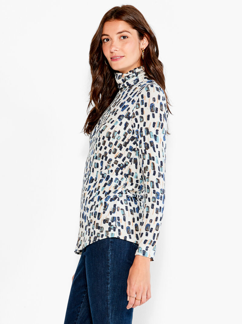 Woman Wears NZT Abstract Blocks Long Sleeve Turtleneck image number 1