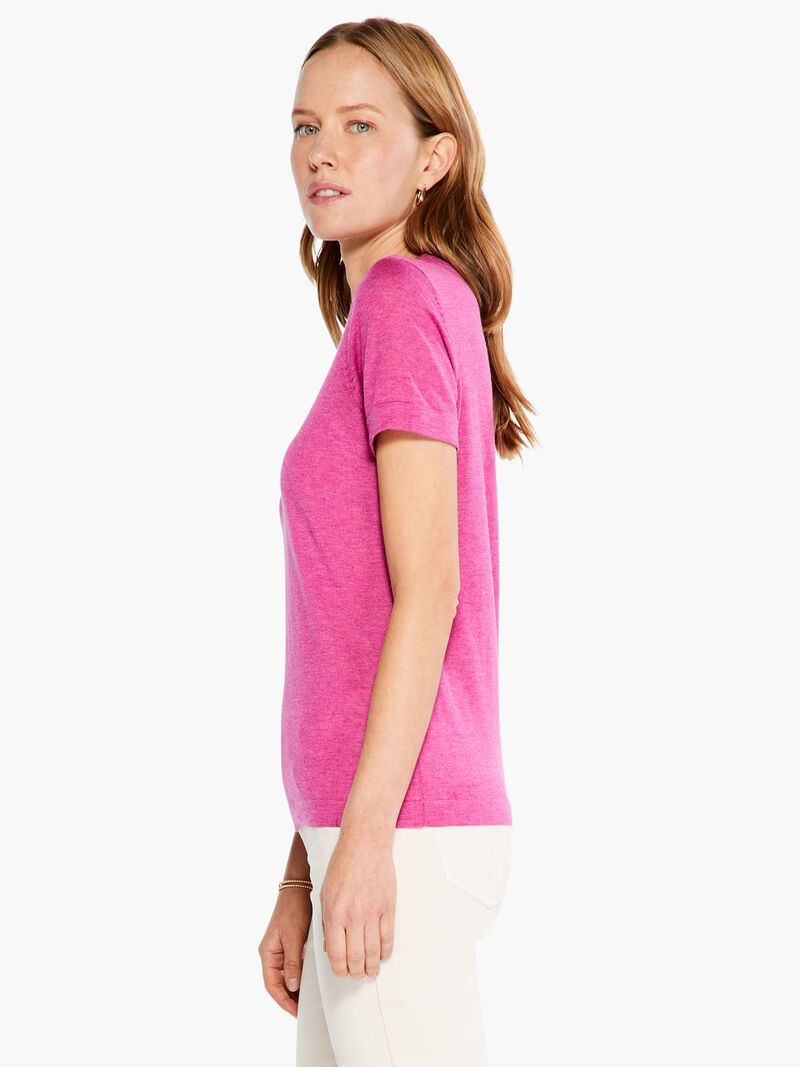 Woman Wears Crew Neck Short Sleeve Sweater Tee image number 1