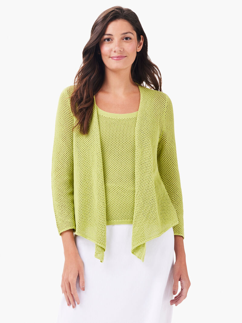 Woman Wears Mesh 4-Way Cardigan image number 1