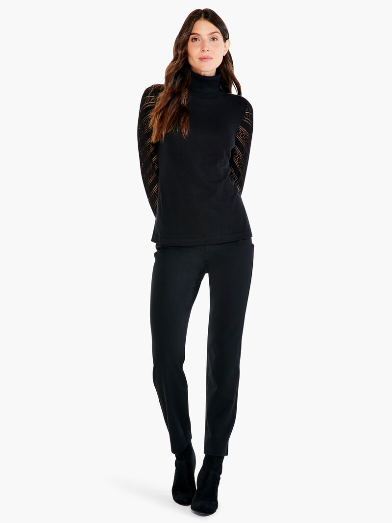 Woman Wears Pointelle Turtleneck Sweater Tee image number 3