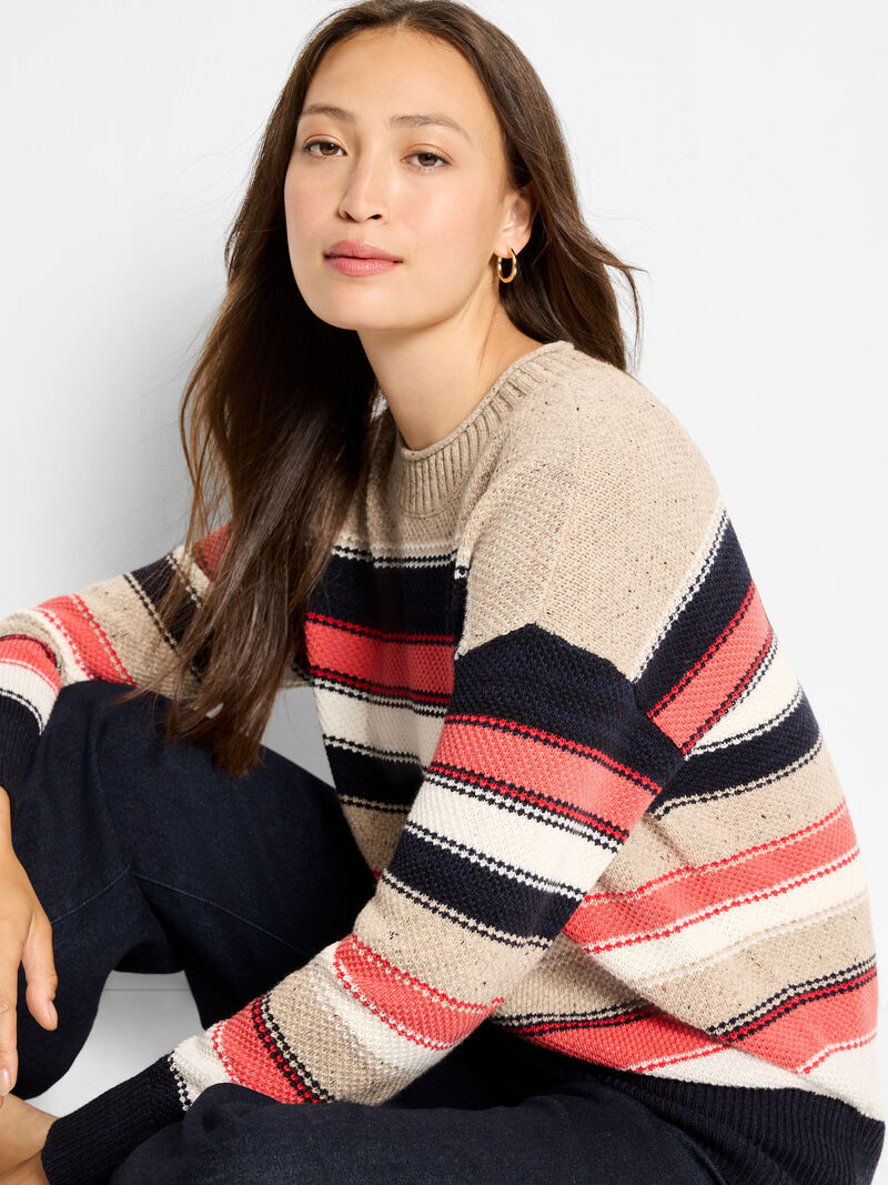 Speckled Knit Striped Sweater
