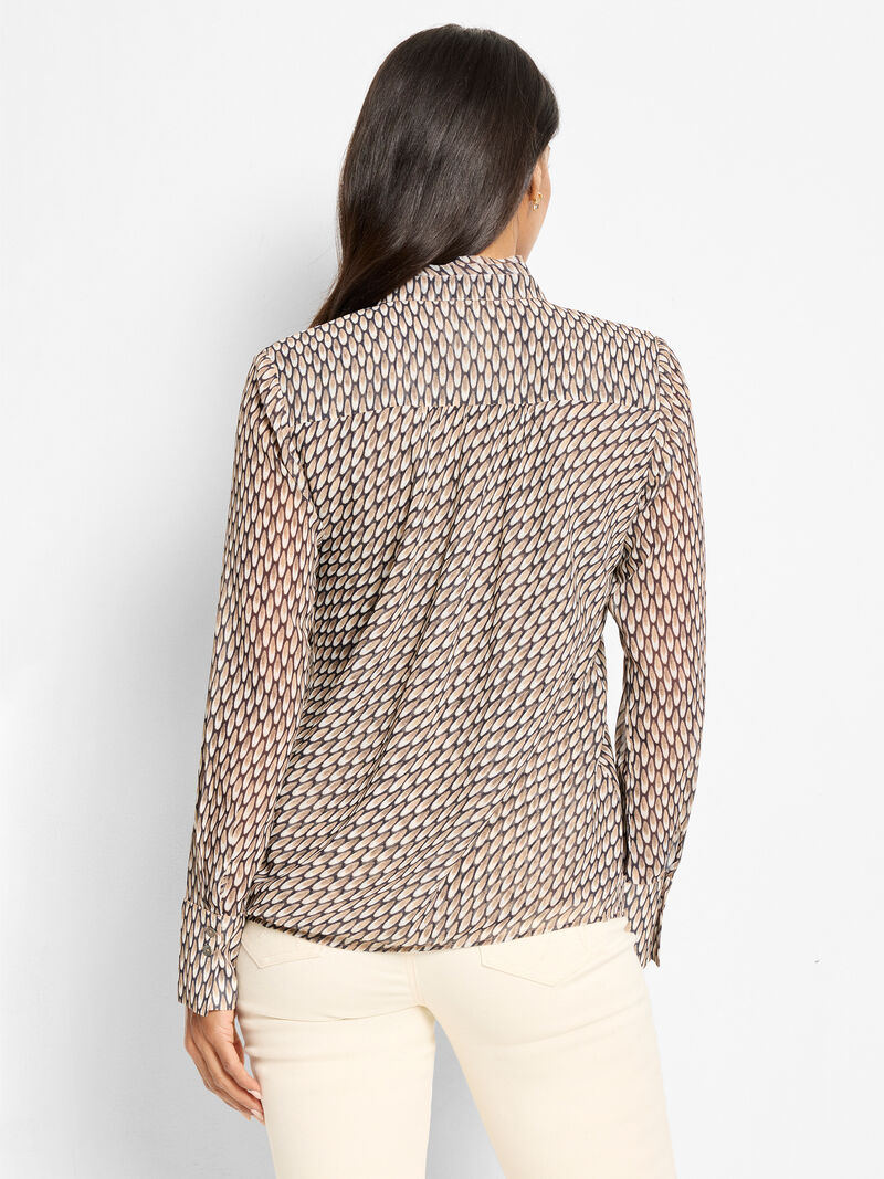 Woman Wears Abstract Dot Falling Chiffon Top image number 3