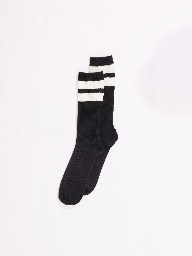 Woman Wears Le Bon Shoppe Grandpa Varsity Socks image number 0