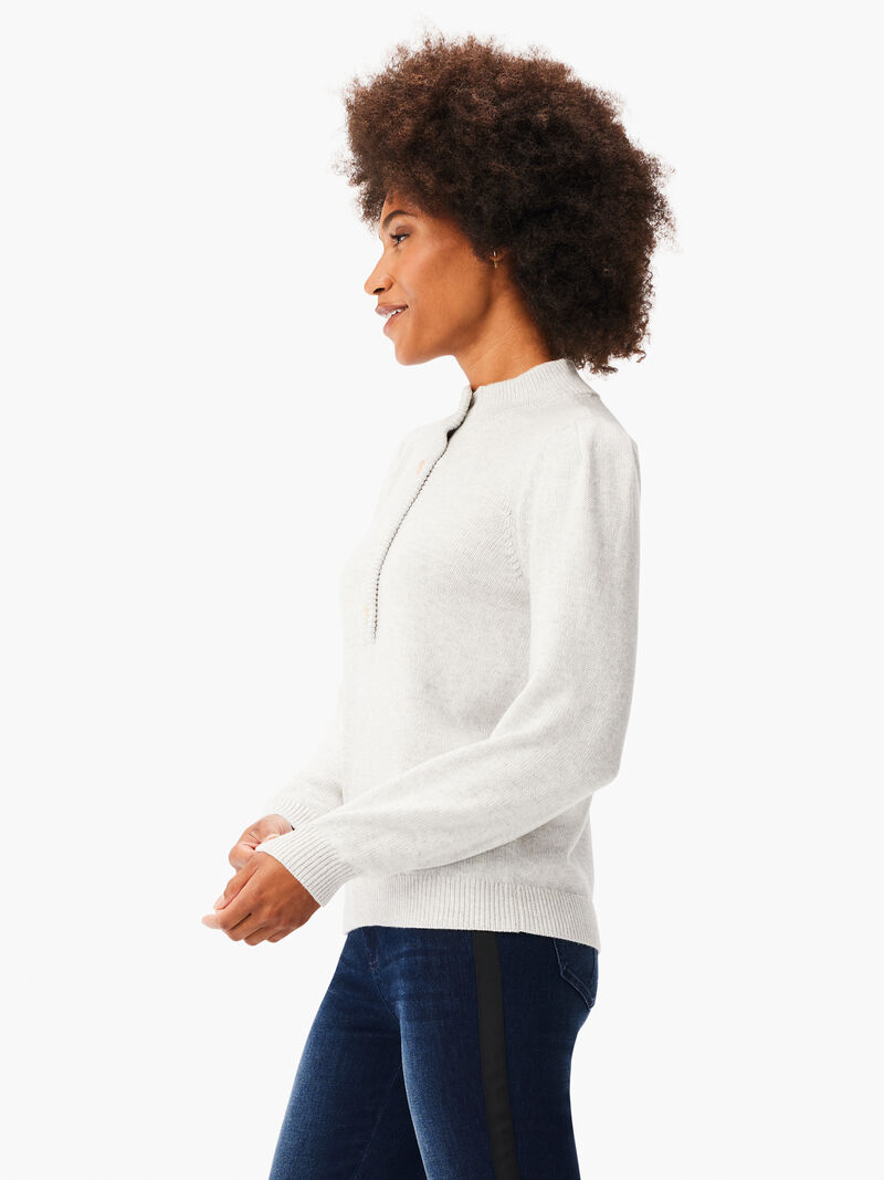 Woman Wears Button Henley Sweater image number 1