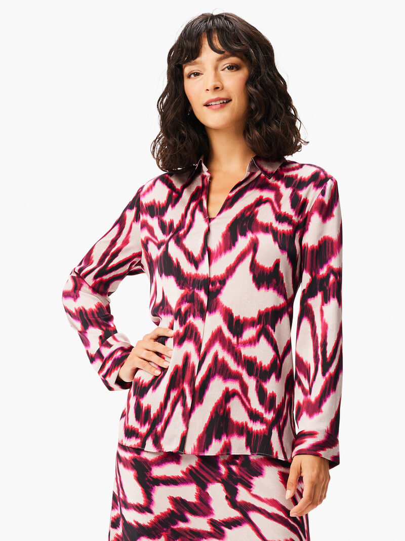 Woman Wears Blurred Ikat Shirt image number 1