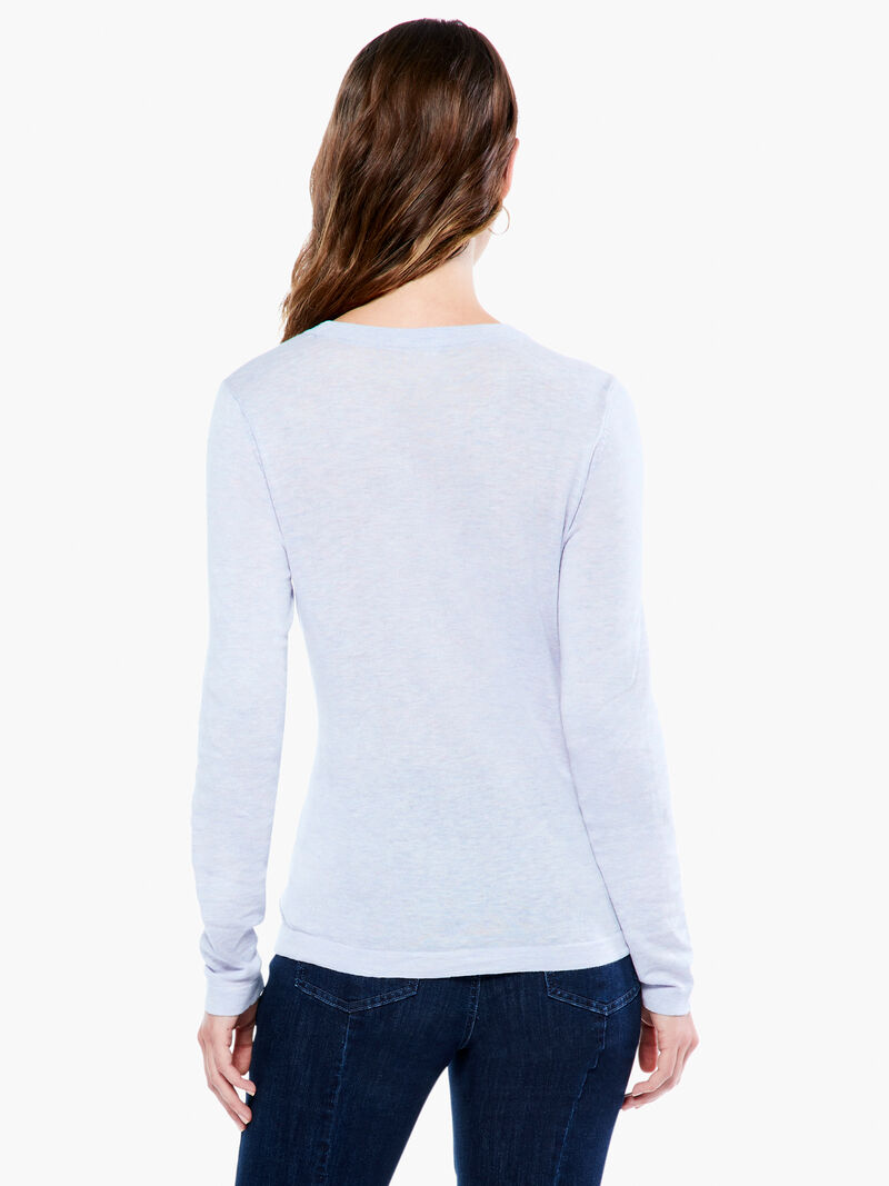 Woman Wears Crew Neck Long Sleeve Sweater Tee image number 2