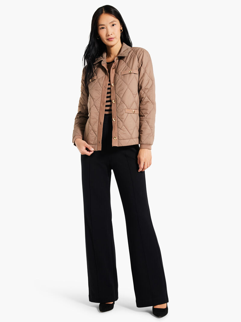Woman Wears Knit Trim Puffer Jacket image number 3