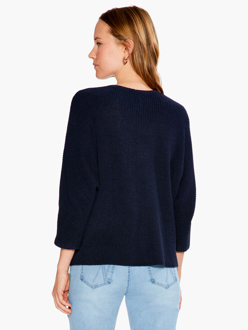 Woman Wears Relaxed Shaker Knit Sweater image number 2