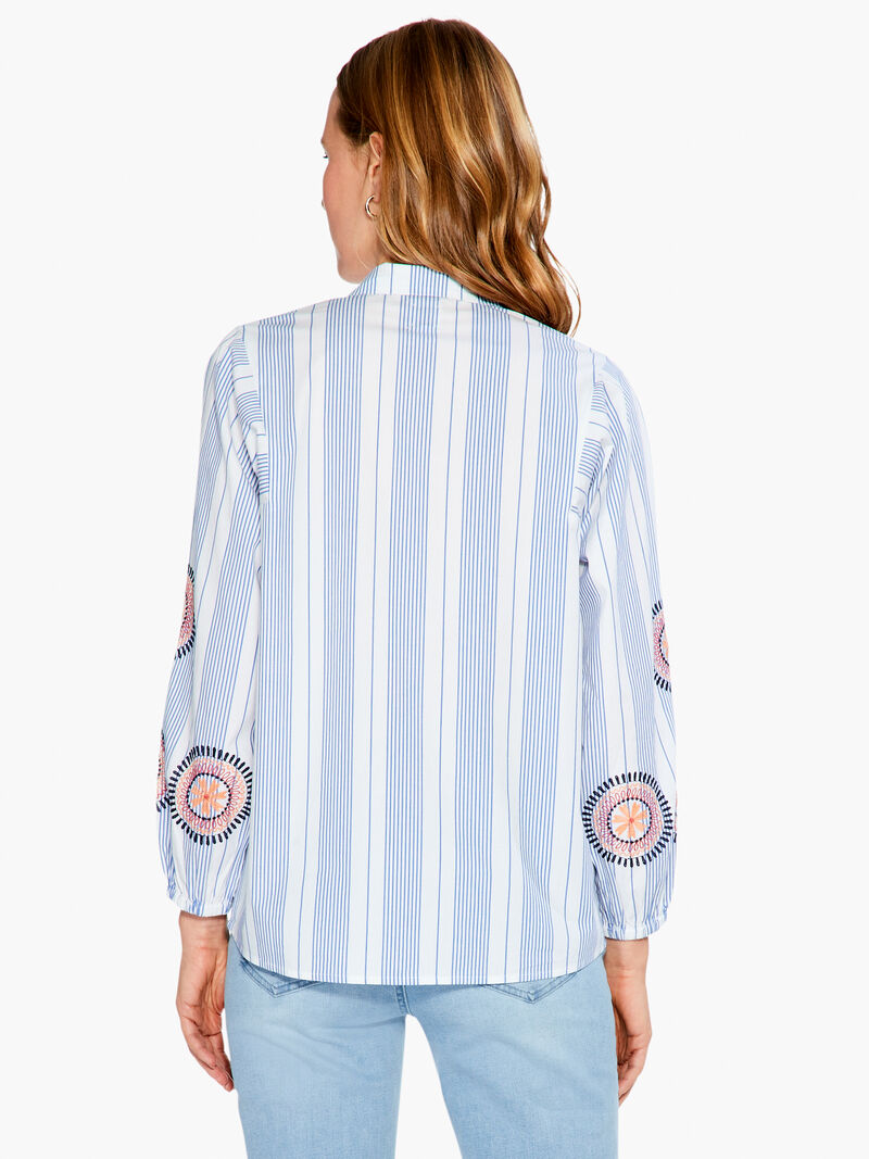 Woman Wears Embroidered Skies Shirt image number 2
