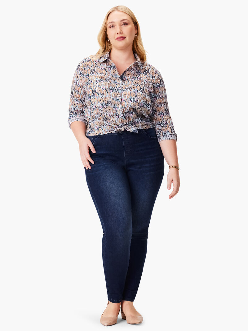 Woman Wears Up Beat Ikat Crinkle Shirt image number 1