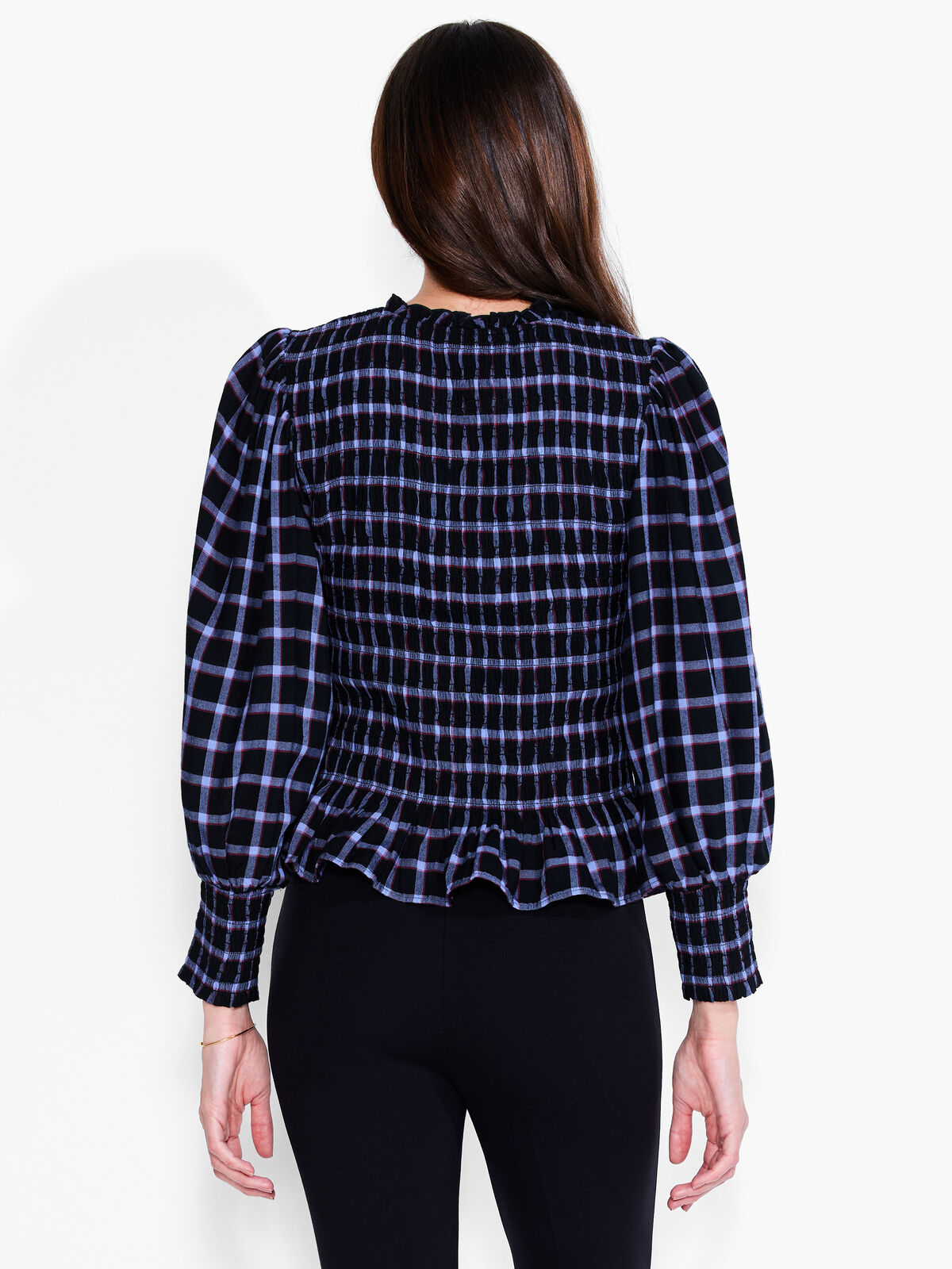 Twilight Plaid Smocked Top