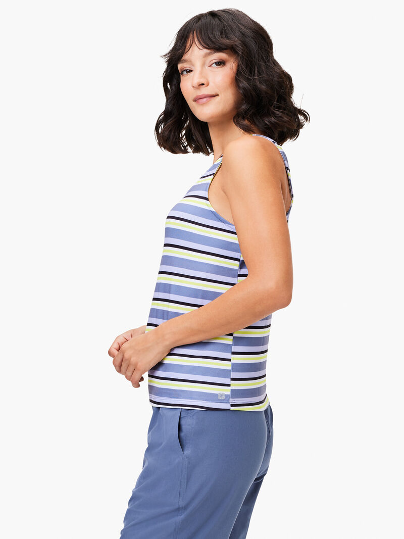 Woman Wears Easy Stripe Flow Fit Tank image number 1