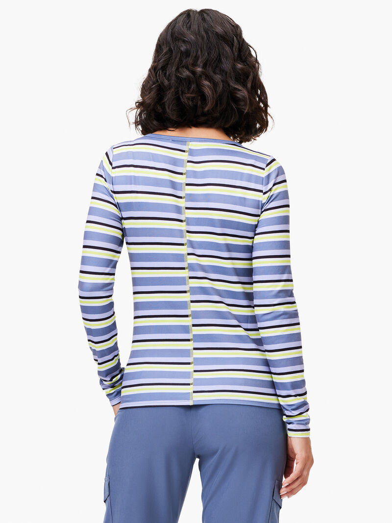 Woman Wears Easy Stripe Flow Fit Top image number 2