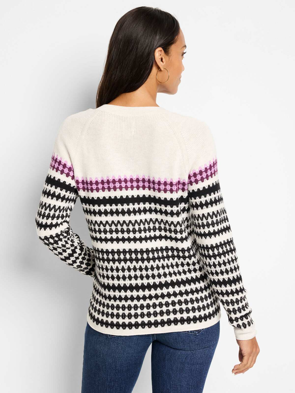 Pattern Cashmere Blend V-Neck Sweater