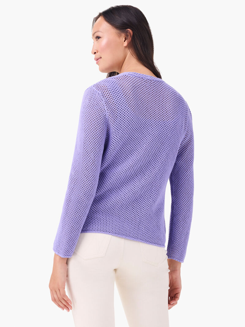 Woman Wears Mesh 4-Way Cardigan image number 3