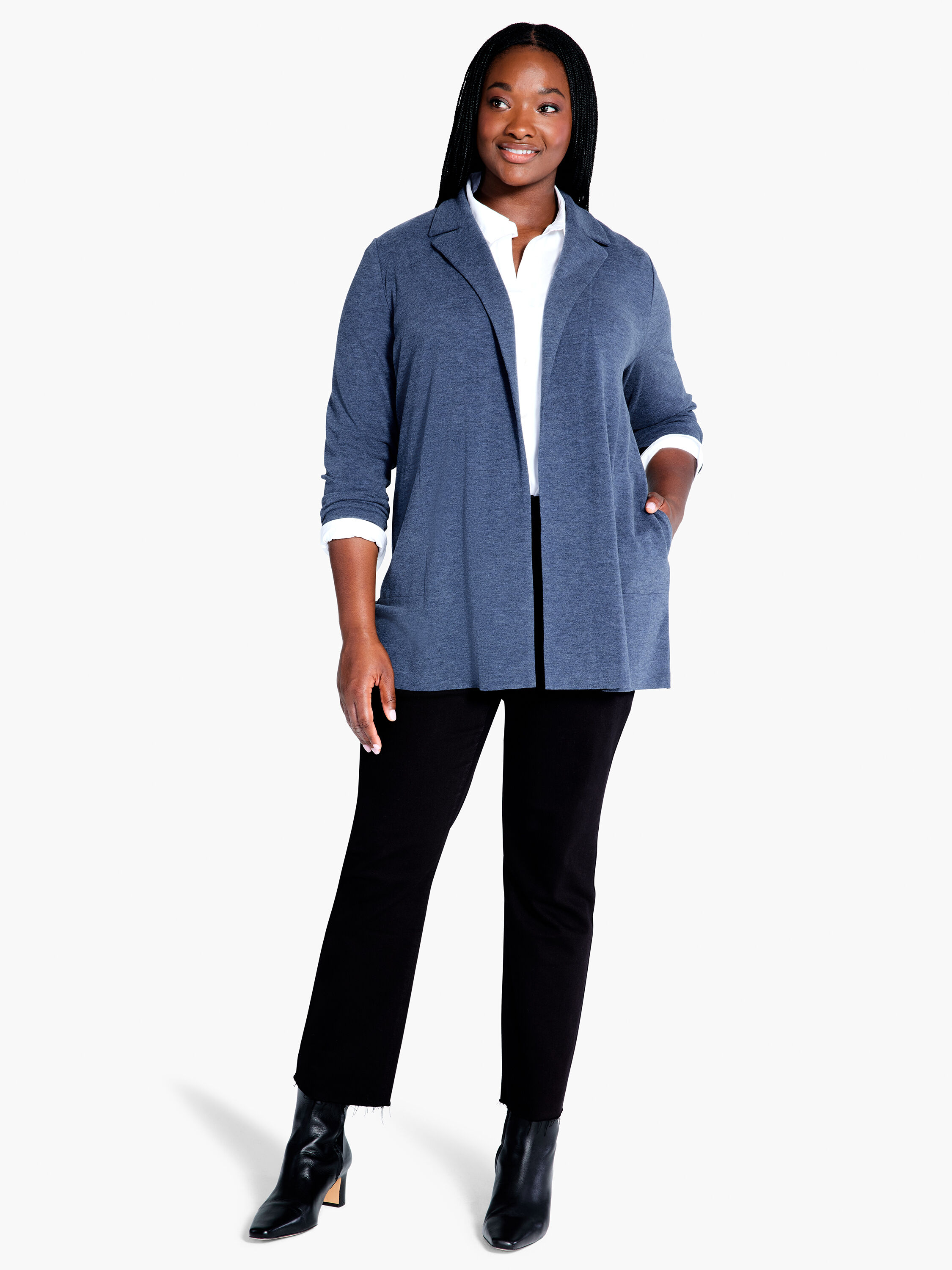 Plus top knit blazer