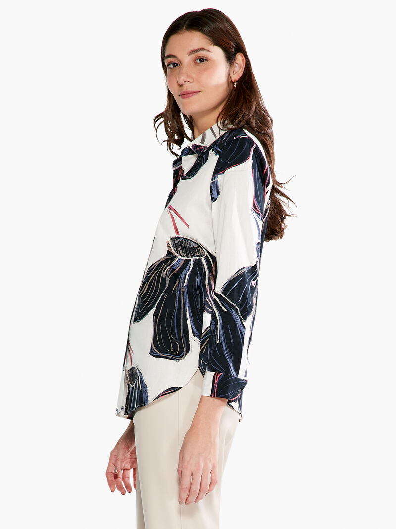 Woman Wears Stamped Flowers Shirt image number 2