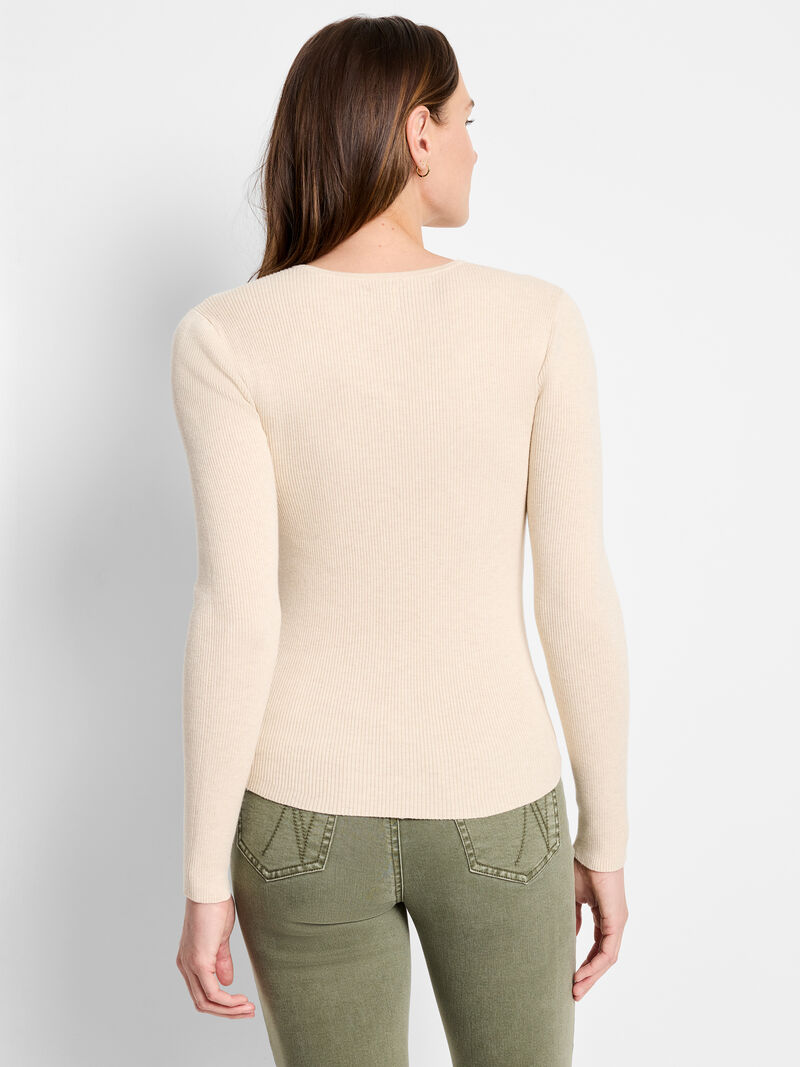 Woman Wears Ribbed Sweater Tee image number 3