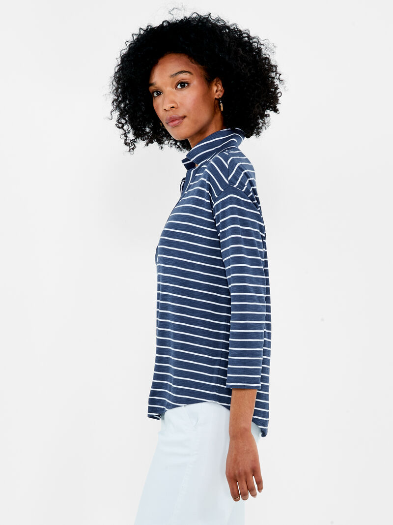 Woman Wears NZT Striped 3/4 Sleeve Henley image number 1