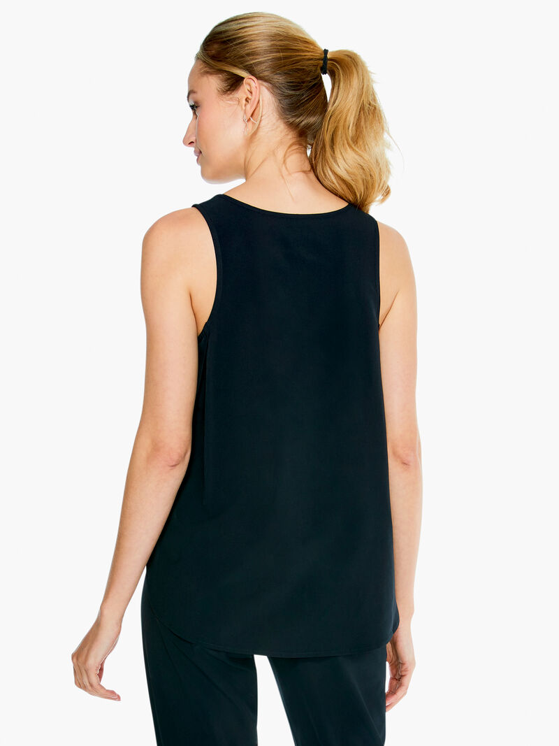 Woman Wears Tech Stretch Wrap Around Tank image number 2