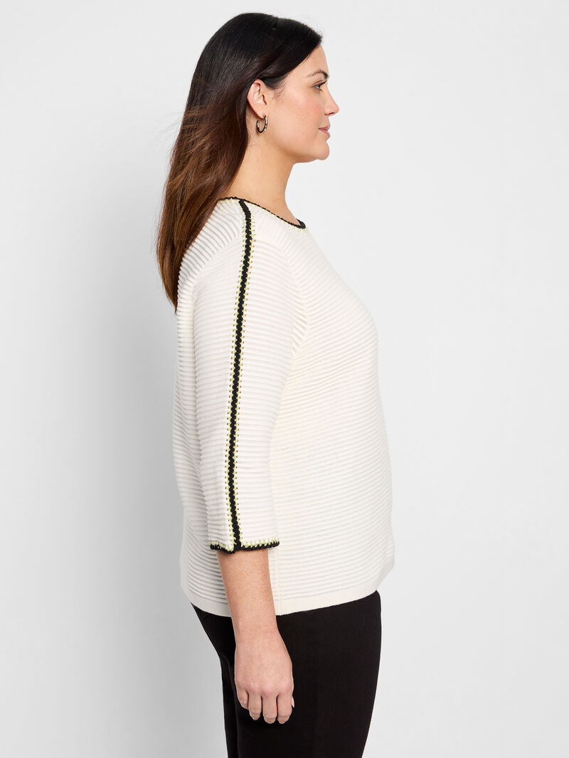 Woman Wears Ottoman Stitched Sweater image number 2