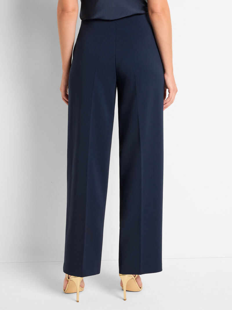 Woman Wears 31" Stretch Knit Suiting Lenox Wide-Leg Pant image number 4