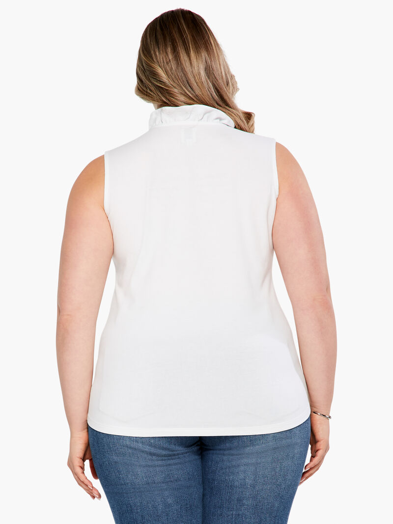 Woman Wears Ruffled Around Tank image number 2