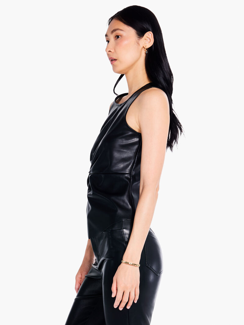 Faux Leather Twist Front Tank