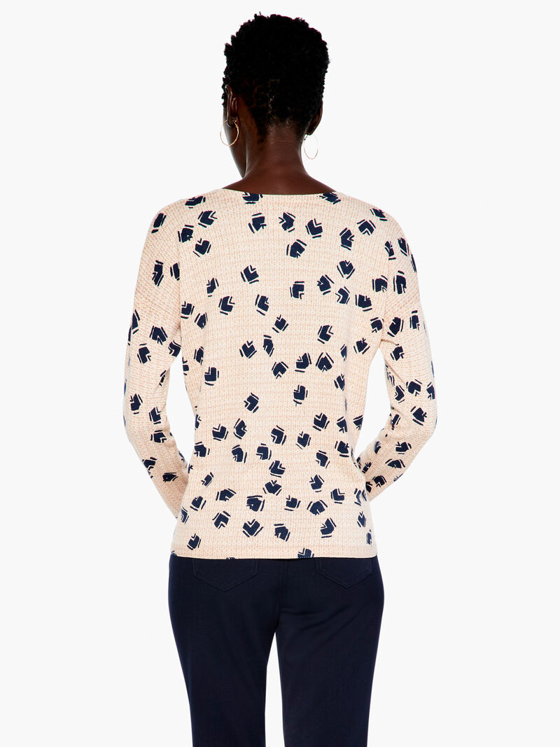 Woman Wears Mosaic Blues Sweater image number 2