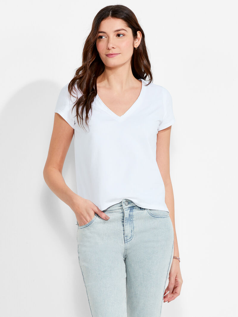 Woman Wears NZT Short Sleeve Roll V Tee image number 0